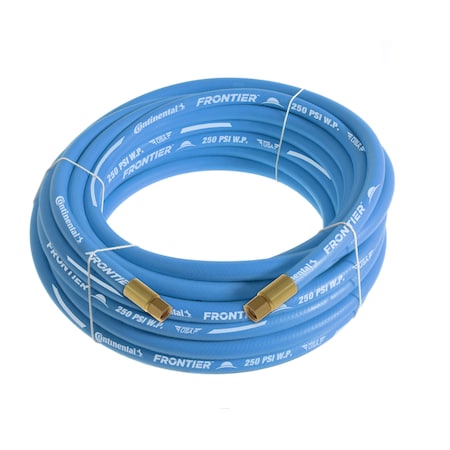 Continental 3/8" x 75' Blue EPDM Rubber Air Hose, 250 PSI, 1/4" FNPSM x FNPSM HZU03825-75-43